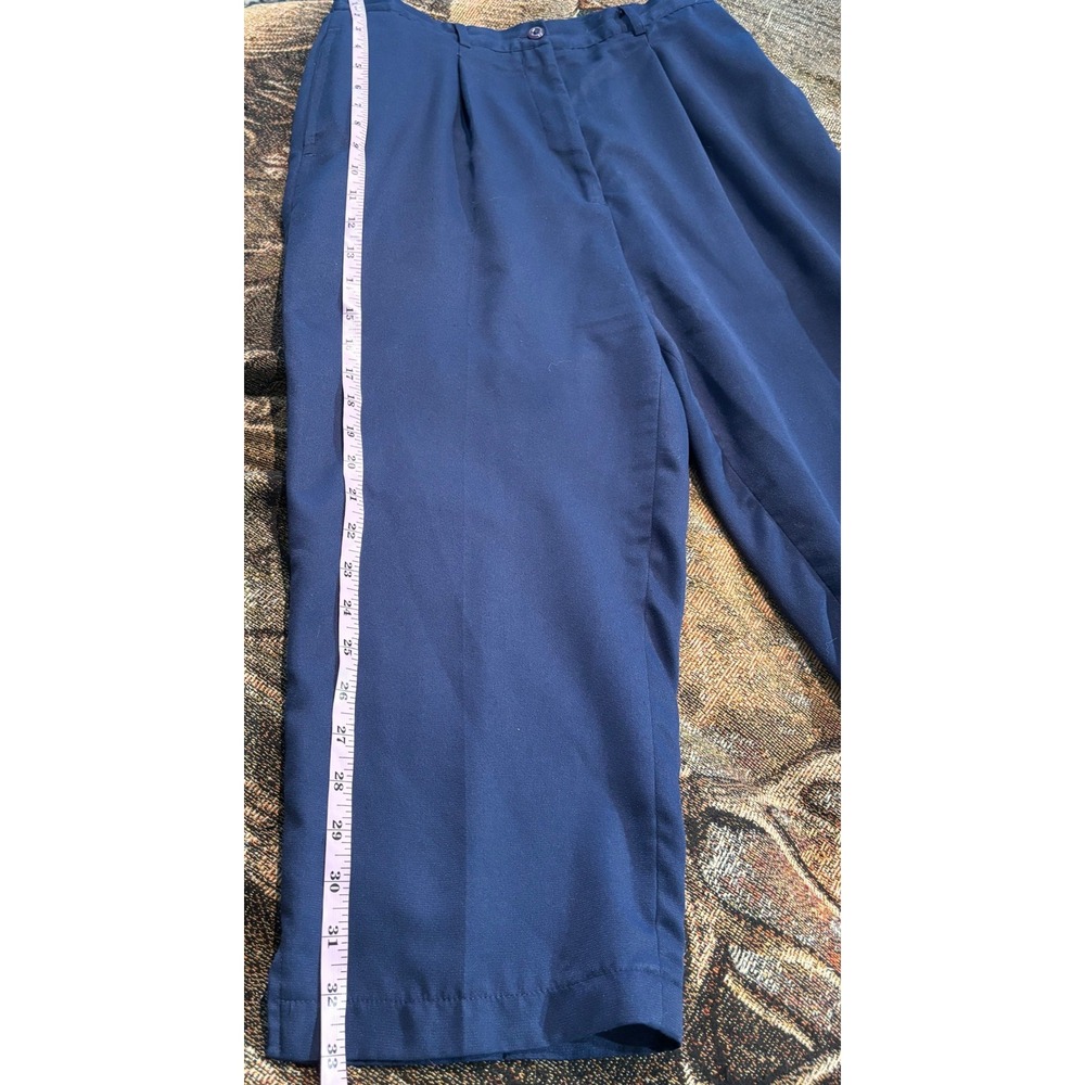 Palmland Club Womens‎ Navy Blue Pleated Cropped Trousers Pants Size 12 Vintage - Picture 3 of 5
